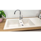 Evier céramique à encastrer Lingot Blanc Sarreguemines - 2 cuves avec égouttoir