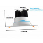 Downlight spot led cob carré orientable 18w - couleur eclairage au choix