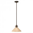 Suspension mayflower, bronze vieilli et verre, 1 ampoule