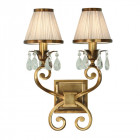 Applique oksana, laiton antique, pendeloques cristal, 2 abat-jours beiges