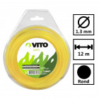 Fil nylon rond pour débroussailleuse - longueur 12m - diamètre 1.3mm