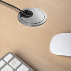 Lot de 7 passe-câbles circulaires, diamètre 80mm, à encastrer Zamak, Chromé,