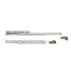 Jeu de coulisses invisibles pour tiroir Silver, à sortie totale, avec fermeture amortie et loqueteau, profondeur 340mm, Acier, Zingué