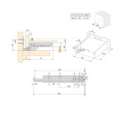 Jeu de coulisses invisibles pour tiroir Silver, à sortie totale, avec fermeture amortie et loqueteau, profondeur 340mm, Acier, Zingué