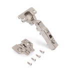 Lot de 20 charnières coudées X91 à fermeture amortie avec embases à visser, Hauteur 0, Acier, Nickelé