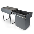 Bac de tri sélectif a montage inférieur et extraction manuelle pour élément de cuisine Recycle, 1x20 litres, Plastique gris anthracite