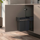 Bac de tri sélectif a montage inférieur et extraction manuelle pour élément de cuisine Recycle, 1x20 litres, Plastique gris anthracite