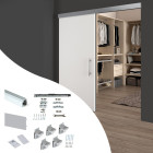 Kit de Railway Système coulissantes pour portes coulissantes en bois avec fermeture souple, 80kg, Aluminium, Anodisé mat