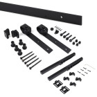 Kit de quincaillerie pour porte coulissante suspendue Barn en bois, avec fermeture souple, panneaux non inclus, Acier et Plastique, Peint en noir