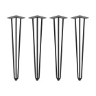 Lot de 4 pieds Hairpin de 3 fils par table, hauteur 710mm, Acier, Peint en noir