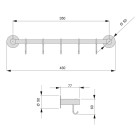Support adhésif pour cuisine avec 5 crochets Supra, acier inoxydable