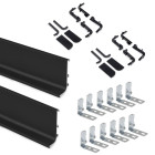 Kit de 2 profils supérieurs Gola pour meubles de cuisine, longueur 2,35m, avec accessoires, Aluminium, Peint en noir