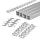 Kit de 4 profils transversaux pour meubles de cuisine Albeam, avec accessoires à visser, aluminium et plastique, anodisé mat