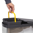 Bac à recyclage pour montage inférieur et extraction manuelle/automatique dans les éléments de cuisine, Inox 2x12 litres plastique et acier inoxydable