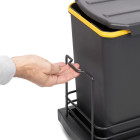 Poubelle de recyclage pour montage inférieur et extraction manuelle/automatique pour meuble de cuisine Recycle 2x12litres, Plastique gris anthracite