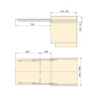 Coulisses pour table à rallonge Coktail Reverse H35, Aluminium, Inox anodisé