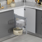 Système d'angle extractible pour meuble de cuisine Suprastar, acier, chrome