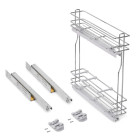 Porte-bouteilles latéral extractible SupraMax avec fermeture amortie, module 150mm, acier, chromé