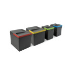Kit poubelle de tri sélectif pour tiroir de cuisine avec socle Recycle hauteur 216mm, 2x12litres, 2x6litres, module 800mm, Plastique gris anthracite