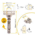 Lot de 20 charnières droites X91N avec embases de montage mixtes, Diamètre 5x9.5mm, Hauteur 0, Acier, Nickelé