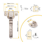 Lot de 20 charnières coudées X92 avec fermeture amortie avec embases à visser, Hauteur 0, Acier, Nickelé