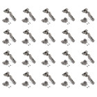 Lot de 20 charnières coudées X91 avec fermeture amortie et embases Euro, hauteur 0, nickelé, titane