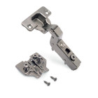 Lot de 10 charnières Super coudées X91 ouverture à 165 degrés avec fermeture amortie et embases Euro, hauteur 0, acier, nickelé