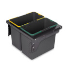 Bac de tri sélectif pour montage latéral sur meuble de cuisine Recycle 2x24litres, Acier, Plastique gris anthracite