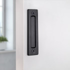 Poignée pour portes coulissantes en bois Pasadena, Longueur 240 mm, entraxe 180 mm, Acier, Noir texturé