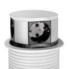 Multiconnecteur Vertikal Push diamètre 100mm, 3 prises de type Schuko, 1 USB type A, 1 USB type C, Acier et Plastique, Peint en blanc