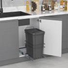 Poubelle de recyclage Recycle pour cuisine, 35 L, fixation par le bas et extraction manuelle, Plastique gris antHracite