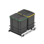 Poubelle de recyclage Recycle pour cuisine, 2 x 16 L, fixation par le bas et extraction manuelle, Plastique gris anthracite