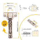 Lot de 20 charnières super coudées X91 à fermeture amortie avec embases droite à visser, Hauteur 1, Acier, Nickelé