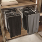 Porte-pantalons extractible, 11 tiges, guides d'extraction totale, Acier, Titane Porte-pantalons extractible, 11 tiges, guides d'extraction totale, Acier, Titane