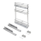 Porte-bouteilles extractible SupraMax avec fermeture à amortie, gauche, 3 plateaux, module 150mm, Acier, Chromé Porte-bouteilles extractible SupraMax avec fermeture à amortie, gauche, 3 plateaux, module 150mm, Acier, Chromé