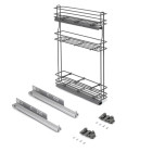 Porte-bouteilles extractible TitaneMax avec fermeture à amortie, gauche, 3 plateaux, Acier, Gris Anthracite - dimensions aux choix