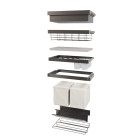 Rack avec glissières à extension totale et à fermeture douce pour accessoires d'armoire Quartz, Aluminium et plastique, Titane - Dimensions aux choix