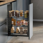 Chariot coulissant Titane avec fixation inférieure à fermeture amortie, module 300mm, acier, Gris antracite