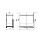 Chariot coulissant avec paniers et chariot à pain Titane avec fermeture à amortie, module 300mm, Acier, Gris Anthracite