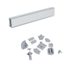 Lot de 2 profils d'étanchéité rectangulaires pour cuisine Miniline avec accessoires d'installation, 2 profils longueur 2.35m, Plastique, Anodisé satiné