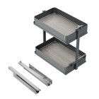 Chariot extractible Harmony avec fermeture à amortie, Module largeur 400mm hauteur 700mm, Acier et Bois, Gris anthracite