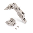 Lot de 10 charnières coudées X91 Ouverture à 165 degrés avec fermeture amortie et embases Euro, Hauteur 0, Acier, Nickelé