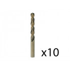 Lot de 10 forets à métaux rectifiés HSS-co standard DIN 338 Ø4.2mm Longueur 75mm BOSCH 2608585882