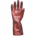 Gant manutention lourde milieu humide singer taille 9,5 pvc tout enduit 35cm rouge finition lisse