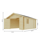 Garage Bois NEWPORT Double Porte en Bois 19,2m² - Epaisseur des Madriers : 44mm - Toit Double Pente - Porte de Service - Abris Voiture