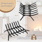 Grille de cheminée 46 cm support à bûches de cheminée en fer robuste 7 barres de fer de 14 mm support à bois de chauffage intérieur extérieur helloshop26 20_0002886