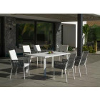 Ensemble salon de jardin a manger haut de gamme dalas - catan en aluminium blanc struct alu blanc, cordage gris, hev31859