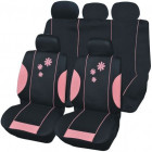 Housse de siège auto daisy noir et rose 9 pièces