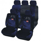 Housse de siège auto sport racing bleu et noir 16 pièces