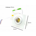 Mini-spot encastrable led cob 3w 45 carré orientable au choix